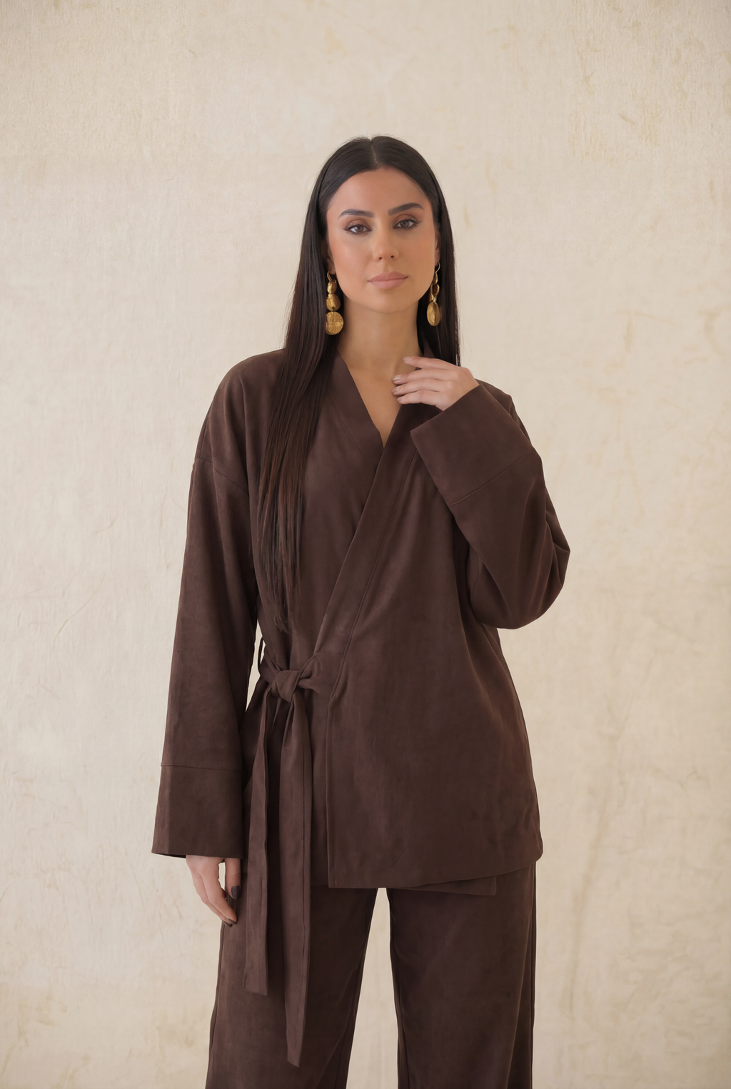 Timeless Suede Wrap Set – Chocolate Brown